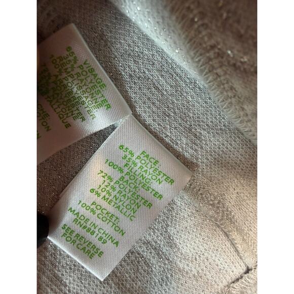 Lilly Pulitzer L Open Cardigan Sweater Silver Shimmer Holiday Party Festive - Picture 4 of 7